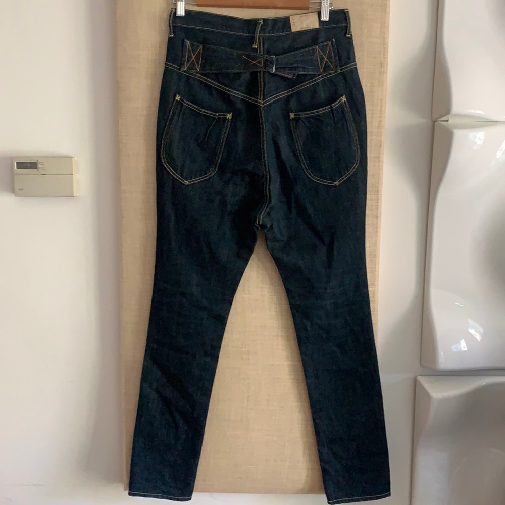 Kapital dropped crutch, cinch back denim